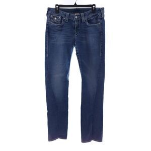 True Religion Disco Joey Big T Women's 32 straight Leg Jeans W/ Flap Pockets